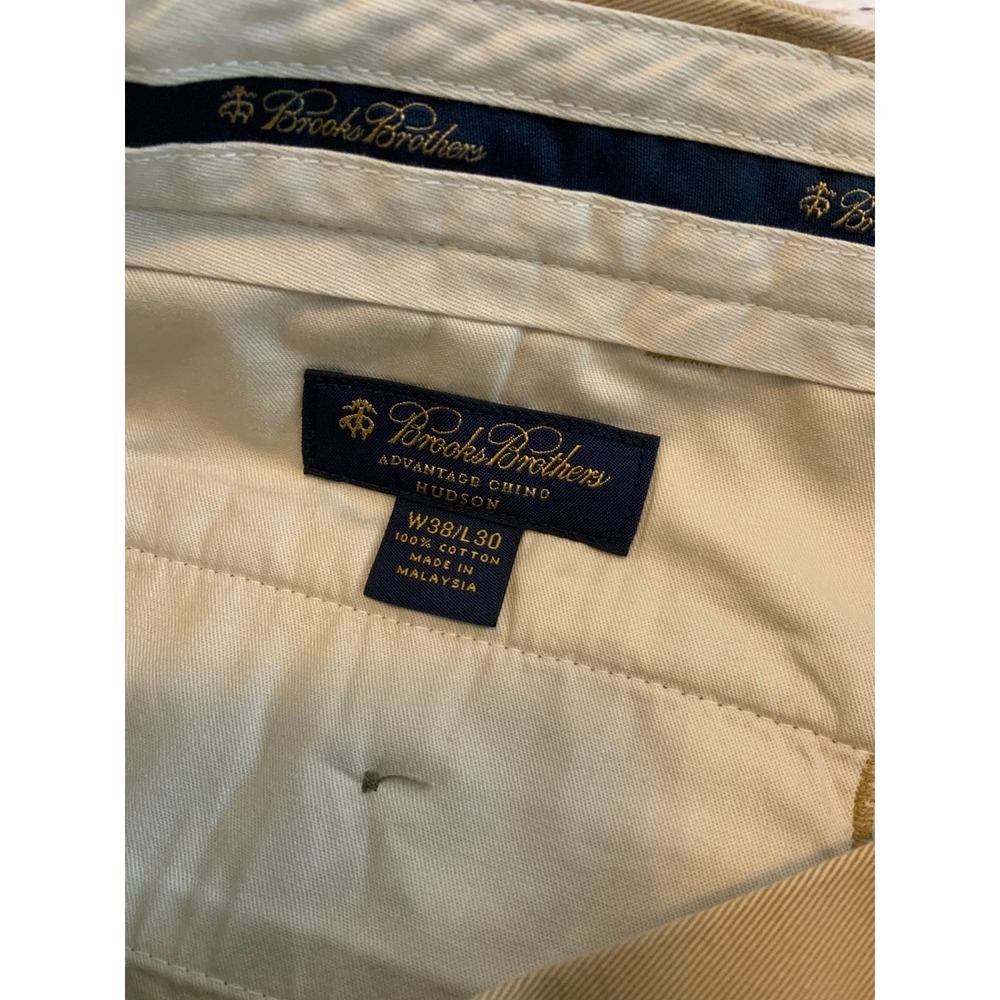 Brooks Brothers Advantage Chino Hudson Fit Khaki Pants Mens 38x30 Flat Front - Picture 3 of 4